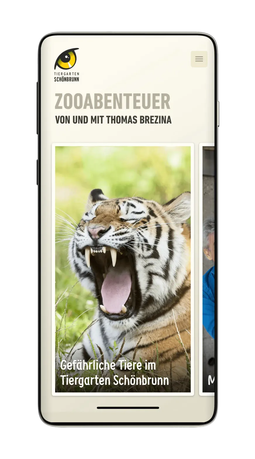 Handy zeigt das Projekt für den Schönbrunner Tiergarten, mit einem unterhaltsamen UI Design.